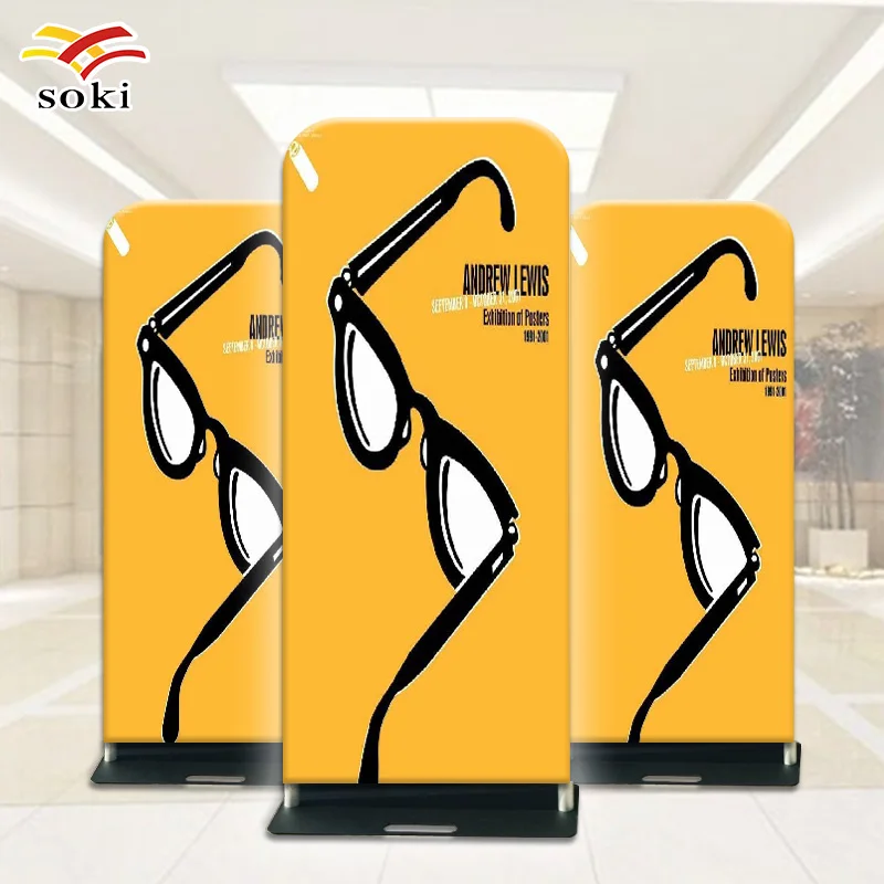 

Indoor fabric frame trade show tension fabric metal base tube banner stand with printing