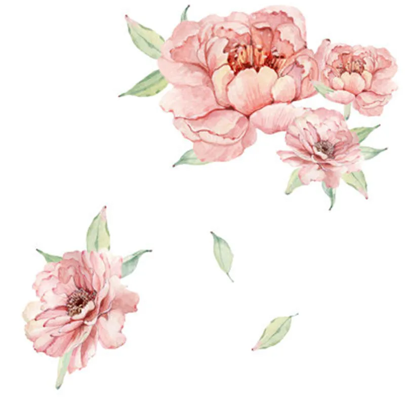 Романтические Розовые цветы пионы на стены Наклейки для украшения свадьбы