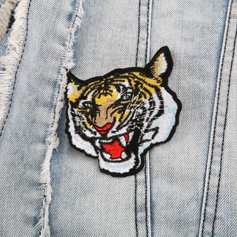 2 шт. Вышивка головы тигра Приклеивание утюгом нашивка значки сумка одежда ткань