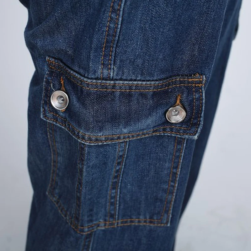 Мода мульти карманные джинсовые комбинезоны для мальчиков повседневные