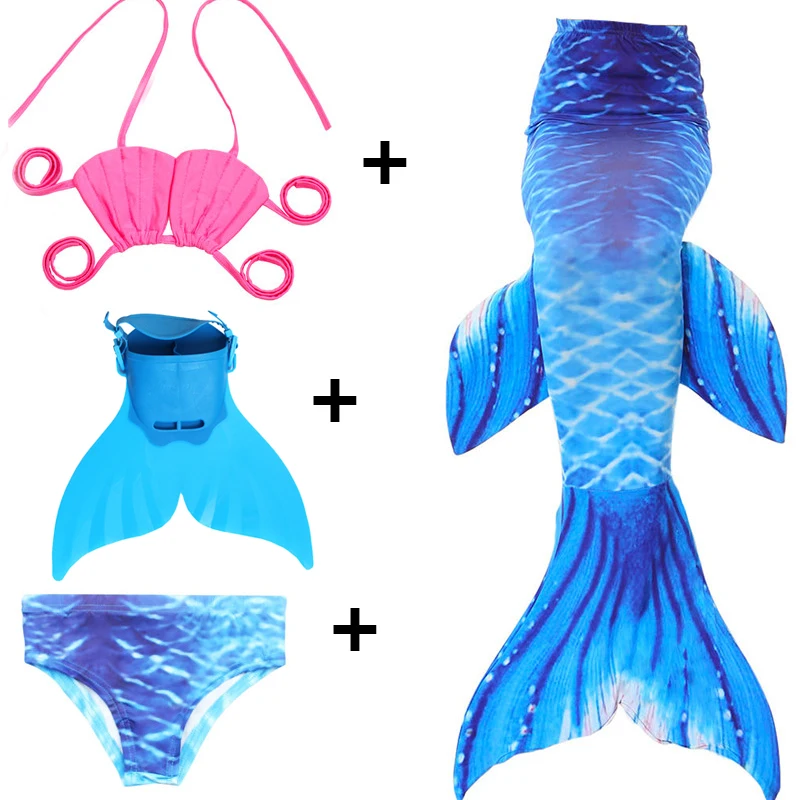 children mermaid tail with monofin kids girls swimming mermaid tail mermaid costumes swimsuit flipper for girls free global shipping