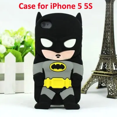 1 шт. милый 3D мультфильм Бэтмен мягкий силиконовый чехол для iPhone 4 и 4S 5 5S Капа силиконовый чехол для сотового телефона - Цвет: case for iPhone 5 5s