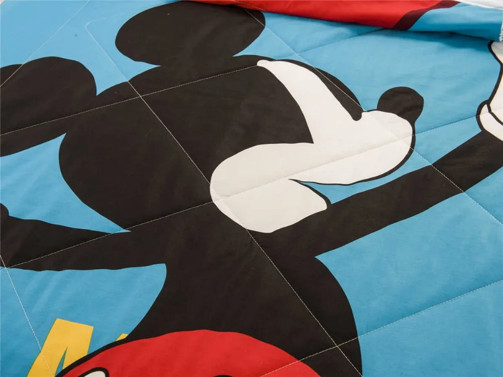 Голубое летнее стеганое одеяло с Микки и Минни Маус для маленьких мальчиков