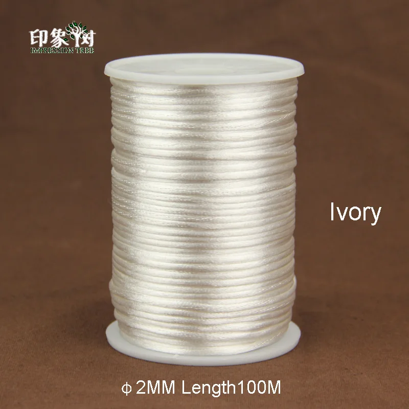 Ivory 100 м/рулон 2 мм нейлоновая нить китайский узел макраме браслет Плетеный шнурок DIY кисточки вышивка бисером Изготовление ювелирных изделий нить 484 - Цвет: Ivory