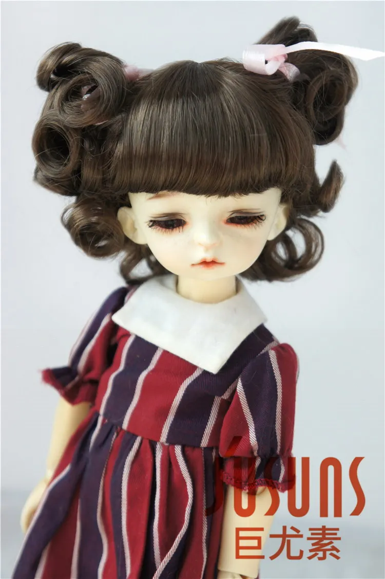 6-7inch Dark Brown JD011 1/6 1/4 1/3 очаровательные кудрявые кукольные парики Размер 6-7 дюймов 7-8 дюймов 8-9 дюймов кукольные аксессуары синтетический мохер кукольные парики - Цвет: 6-7inch Dark Brown