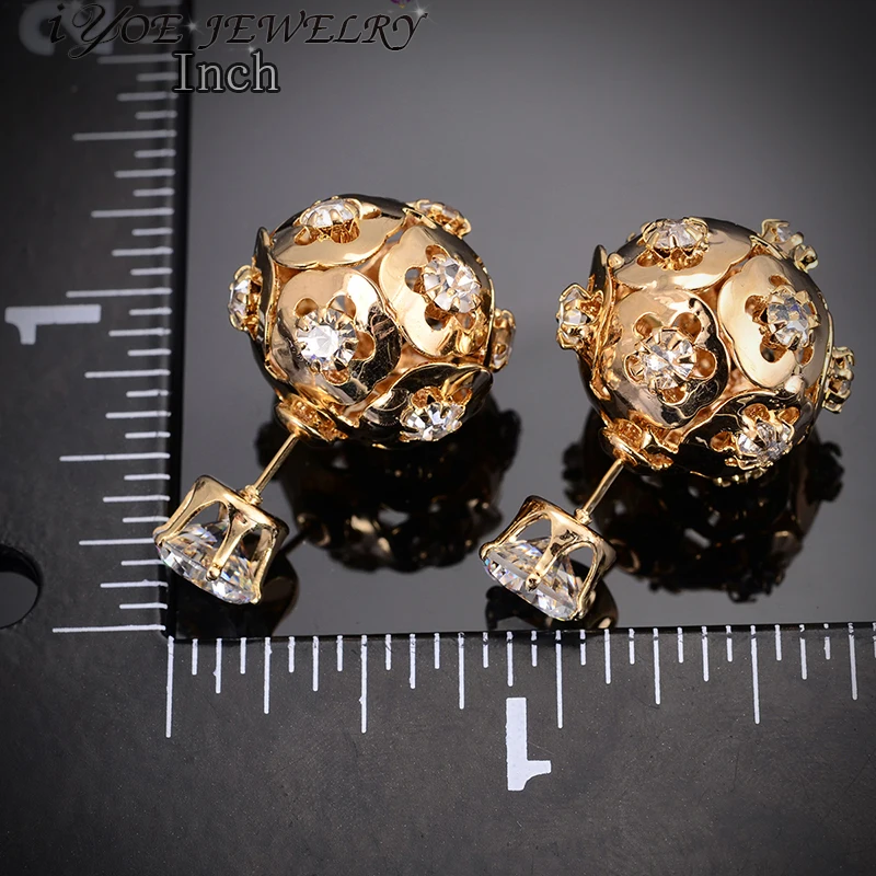 IYOE Позолоченные полые серьги-гвоздики с французским цветочным шариком 8 мм