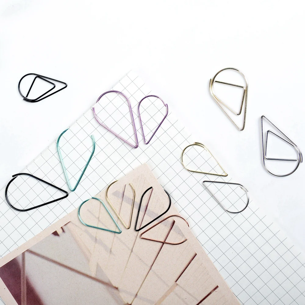 Металлические скрепки для бумаги необычной формы золотого и серебряного цвета