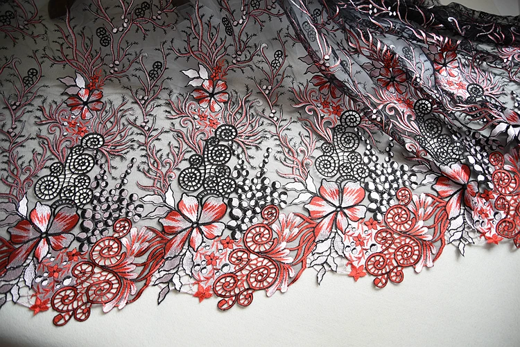 Роскошная золотая гипюровая кружевная ткань с вышивкой цветы для невесты узором