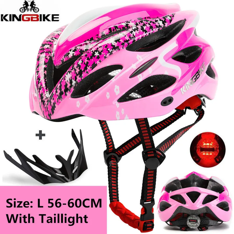 656-pink KINGBIKE, Женский велосипедный шлем, ультралегкий, eps, дорожный, горный велосипед, шлемы с козырьком, размер 56-60 см, mtb шлем, 24 Отверстия, велосипедный шлем - Цвет: 656-pink