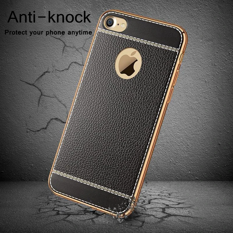 KISSCASE Мягкий ТПУ чехол для iPhone X 10 7 8 Plus личи зернистый силиконовый 5 5S SE телефона 6 6s