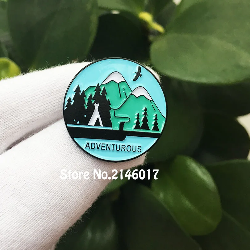Эмалированная булавка Adventure ways mountaines для пеших походов с отворотом значок в виде