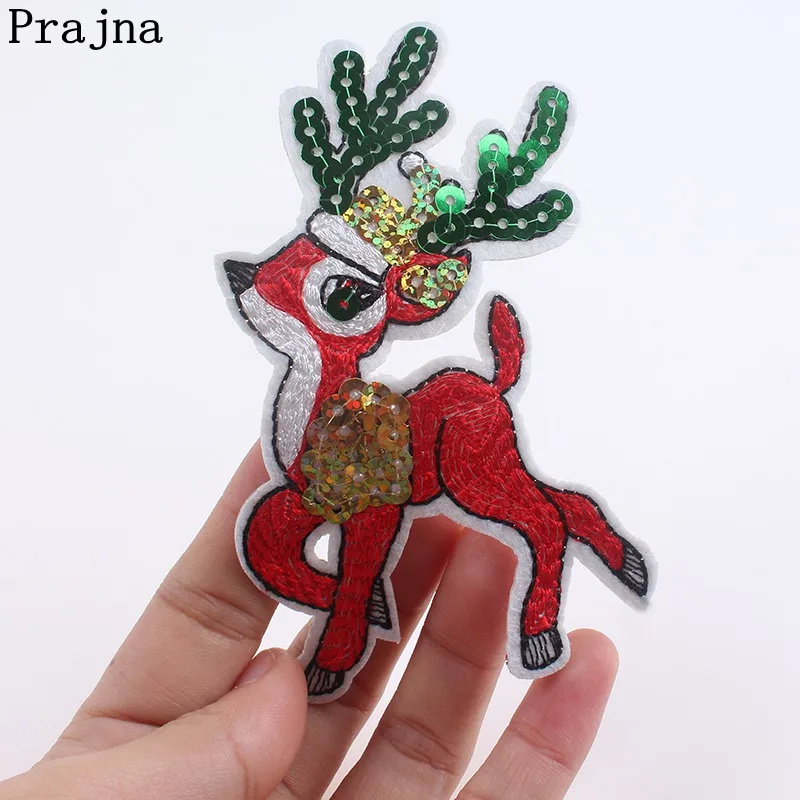 Prajna искусственные вышитые нашивки с оленем для одежды патчи блестками