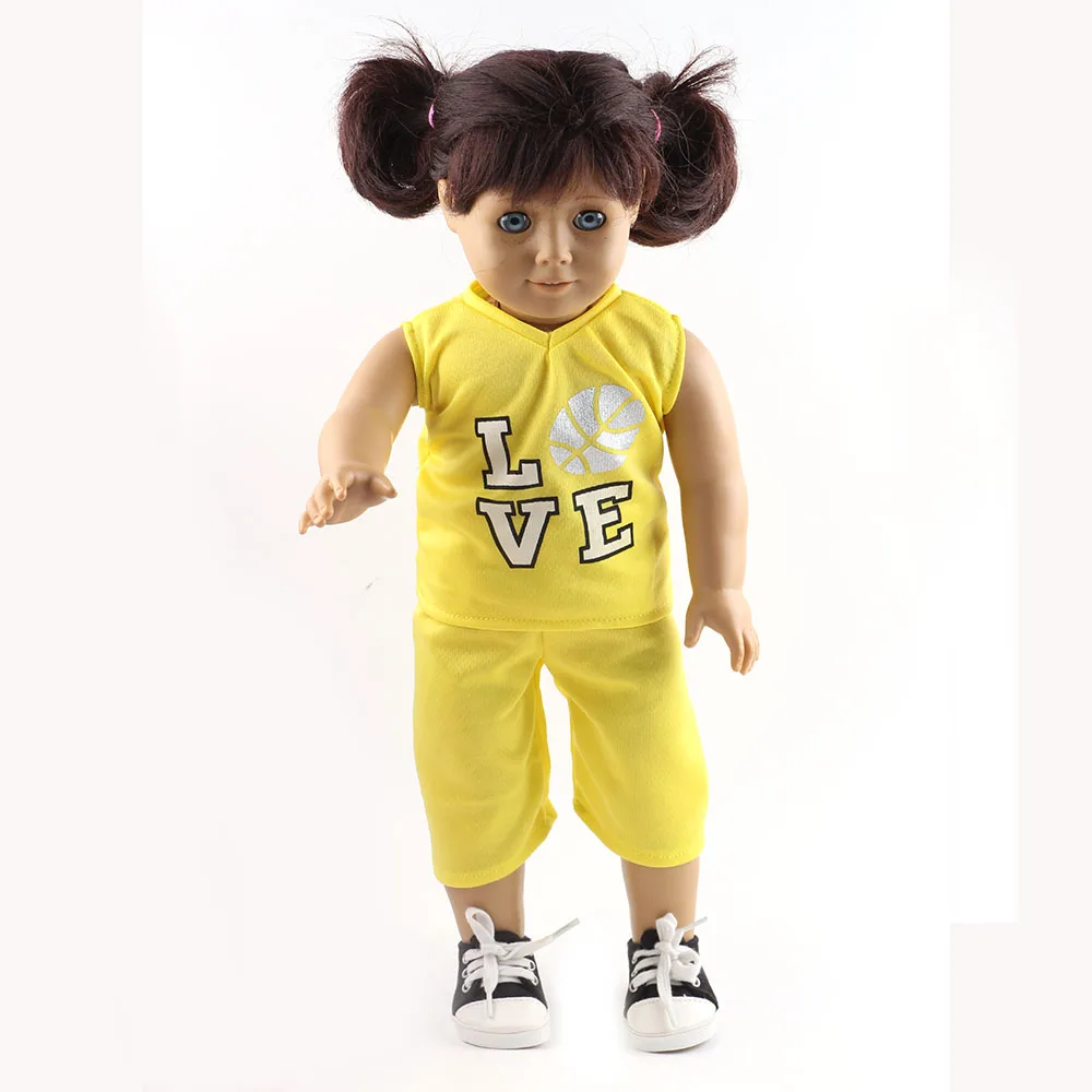 Новый Желтый Короткие 1 компл. одежды Американская Девушка Одежды Куклы 18 дюймов