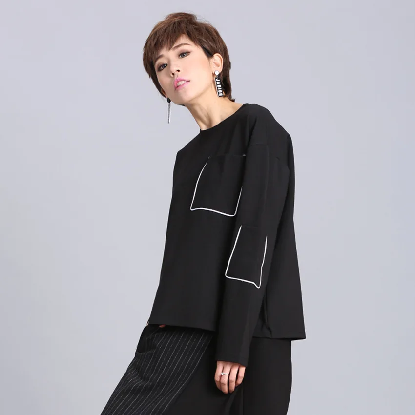 2018 spring new Korean students pink short chic ladies sweater female head loose sports shirt round neck | Женская одежда
