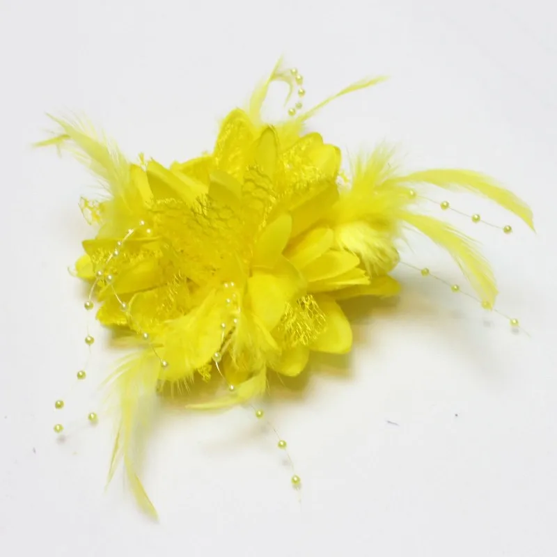 Женский цветок перо бусина корсаж заколки для волос очарование Свадебная повязка для волос брошь булавка