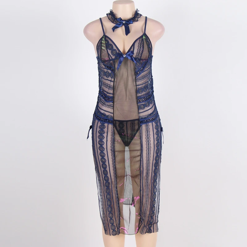 Европа и США женские кружевное с вышивкой перед открытием пикантные длинные