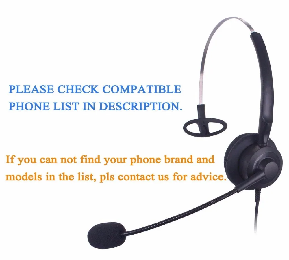 Гарнитура Wantek для колл-центра наушники с микрофоном Avaya 1416 2420 5410 Aastra 6757i Mitel 5330 NEC
