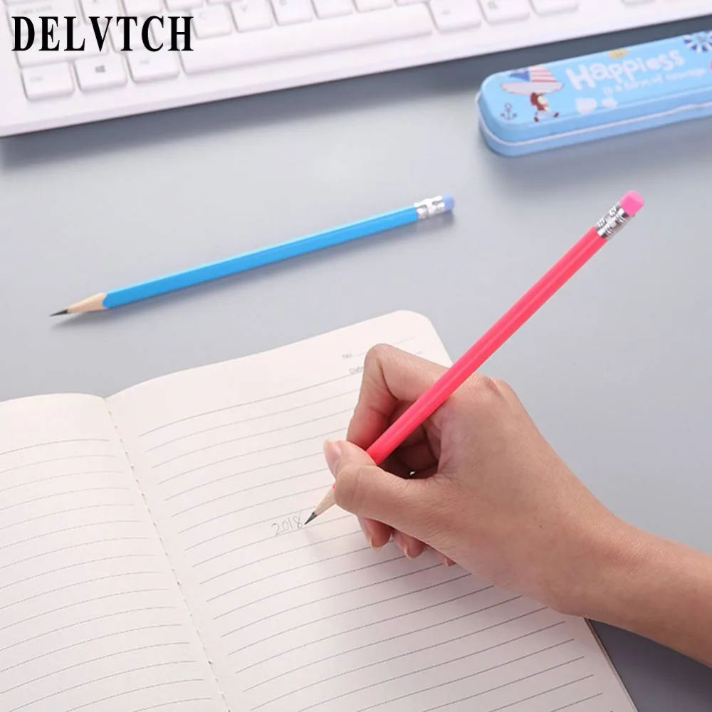 Delvtch 10 шт./компл. HB карандаши Дерево Стандартный карандаш с стереть Канцелярские Товары для детей студентов школьные канцелярские принадлежности подарок