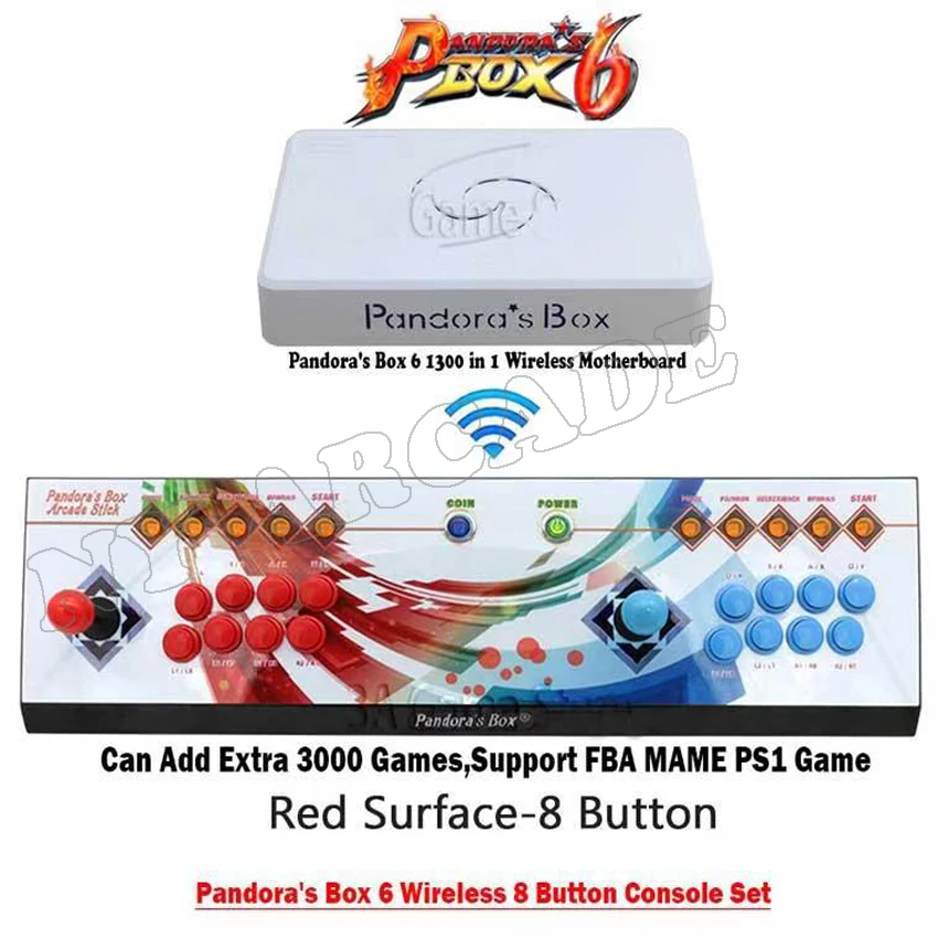Pandora box 6 Беспроводная семейная игровая консоль 2 игрока 1300 в 1 боевой Джойстик