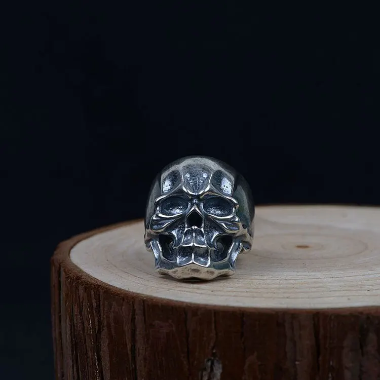 FNJ кольцо с черепом в стиле панк 925 серебро Anillos Новая мода S925 серебро кольца для мужчин ювелирные изделия регулируемый размер bague
