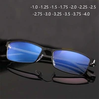 anti blue light myopia eyeglasses with degree tr90 men classic business square short sighted glasses 1 0 1 25 1 5 to 4 0