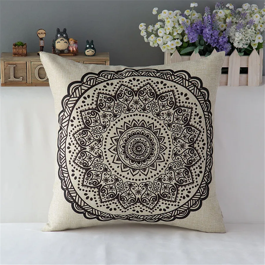 18 &quotквадратная простая Геометрическая Цветочная хлопковая льняная подушка для