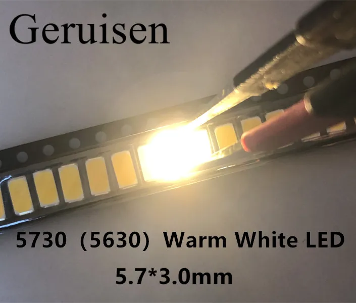 5730 LED SMD 50 55 лм лампа 0 5 Вт светодиод чип теплый белый для CCT: 2800 3000K Still 3В 2000