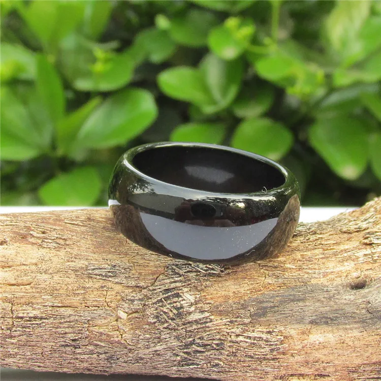 Кольцо из натурального черного агата и нефрита для мужчин женщин | Украшения