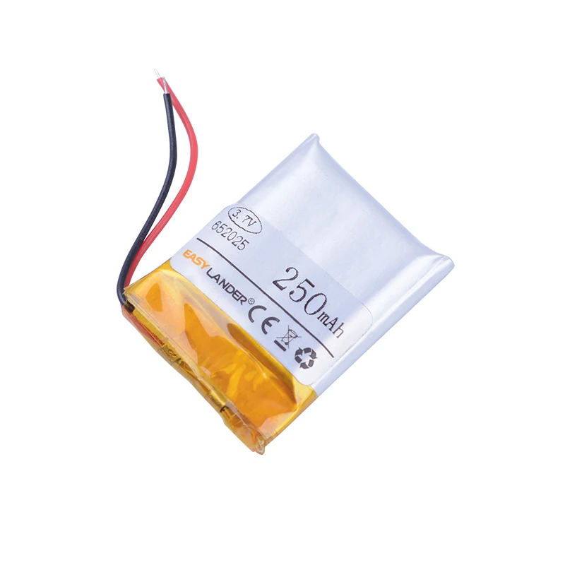 

652025 3,7 V 250mAh литий-полимерный литий-ионный аккумулятор для mp3 гарнитура и динамики с Bluetooth DVR маленькие игрушки умные часы 652025