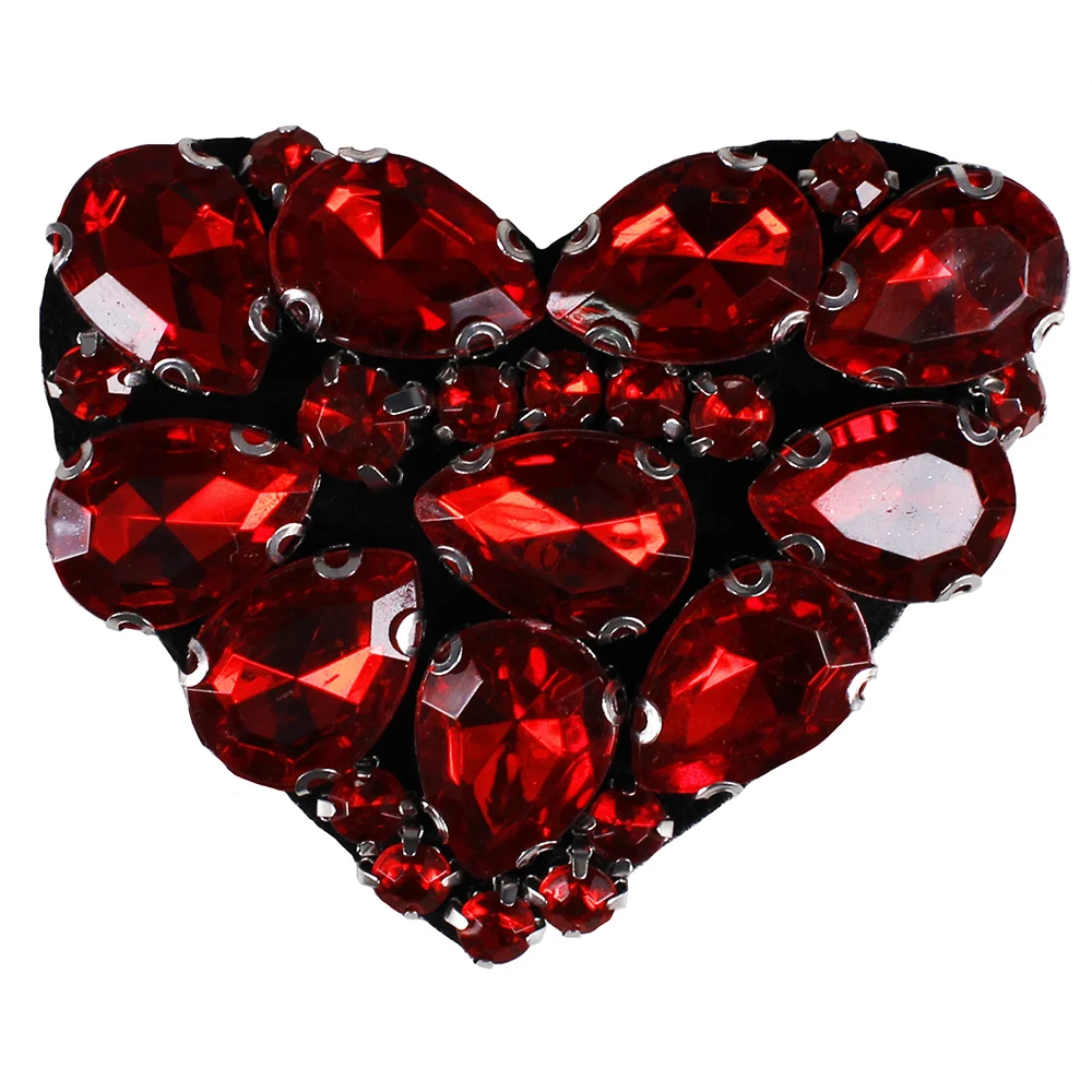 

20pieces Craft Red Heart Rhinestones Patches Badges Applique Fabric Motif Sew on for Clothing Bags Brooch Decorated DIY TH759
