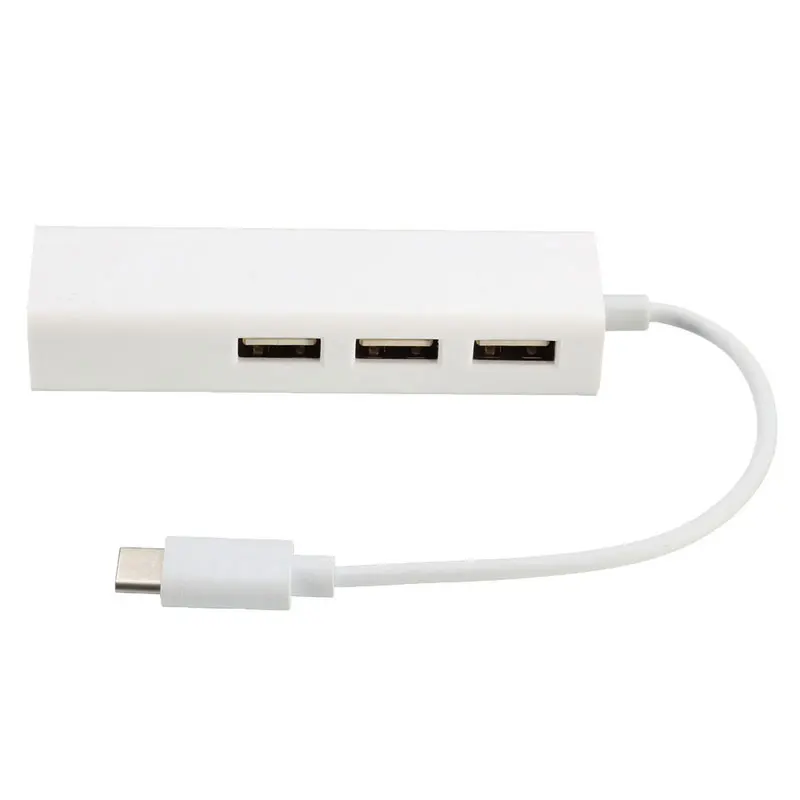 Новинка 3 порта USB Type-C 3. Хаб для быстрой сети Ethernet + 2 0 100 Мб RJ45 LAN адаптер Проводная
