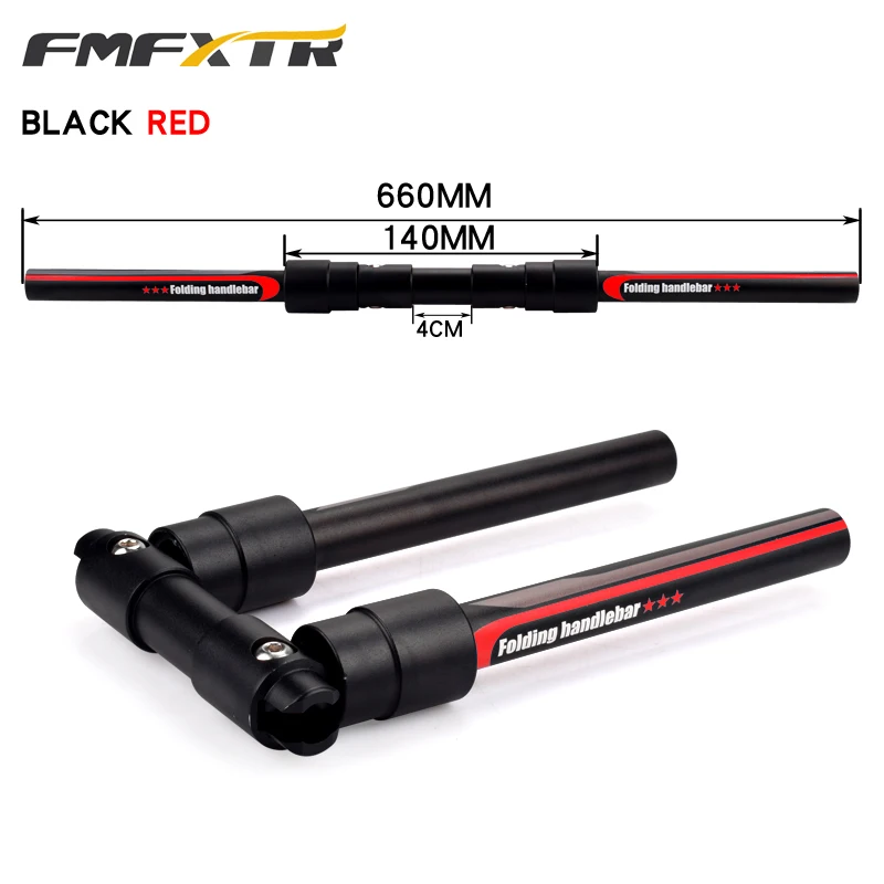 red 660mm FMFXTR складной алюминиевый руль для велосипеда, ручка для самоката 25,4/31,8 мм, дорожный MTB, складной велосипед, аксессуары, руль - Цвет: red 660mm
