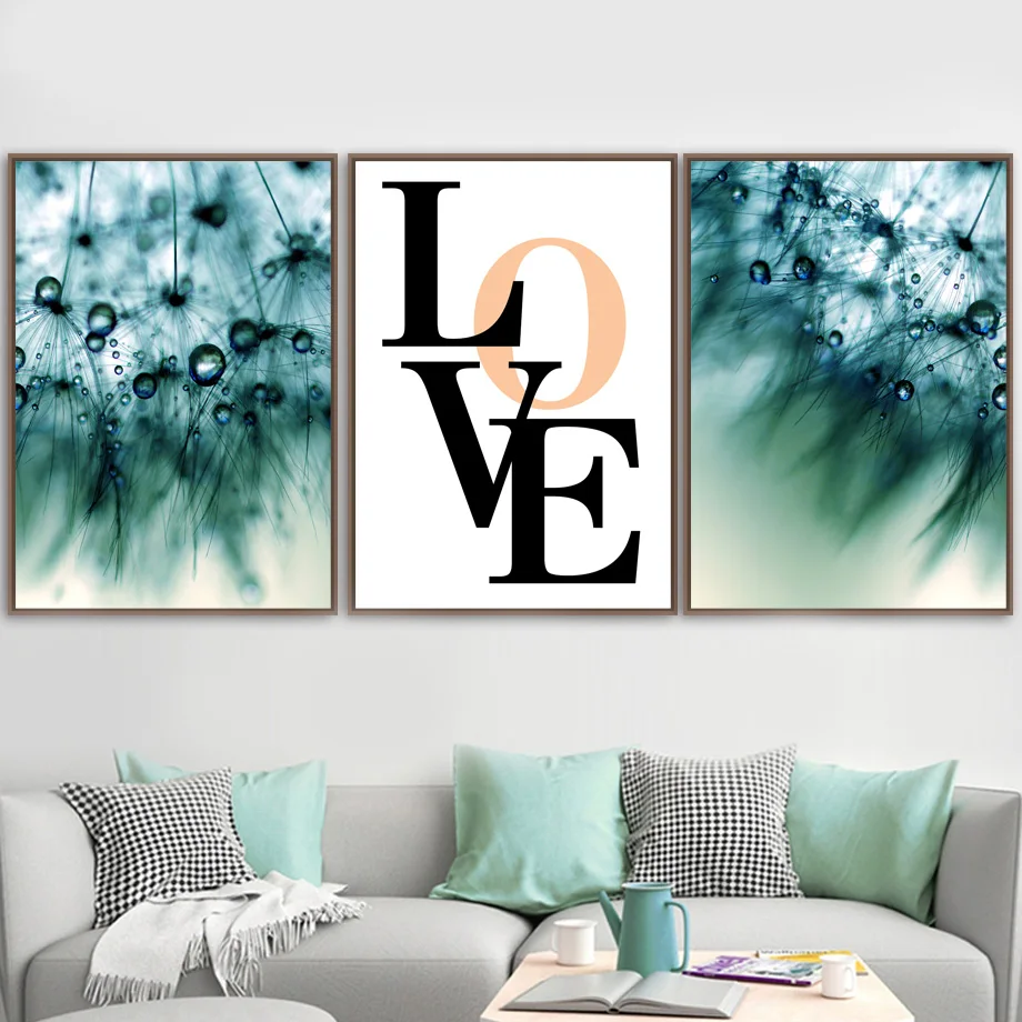 

Abstract Dandelion Dew Quotes Landscape Wall Art Canvas Painting Nordic Posters And Prints Wall Pictures For Living Room Decor