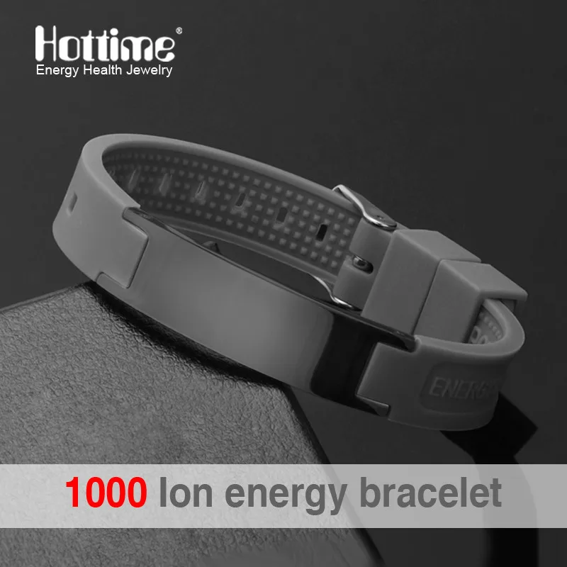 Gray Hottime 4 в 1 Био Элементы кремния энергии спортивный браслет Многоцветный Мощность полосы баланс Нержавеющая сталь металла Браслеты - Окраска металла: Gray