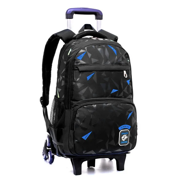 Black Blue 6 Wheels Школьные сумки с колесами для детей, подростков, мальчиков и девочек, большая тележка, школьный ранец, ортопедические рюкзаки на колесах, сумка для книг, mochila infantil - Цвет: Black Blue 6 Wheels