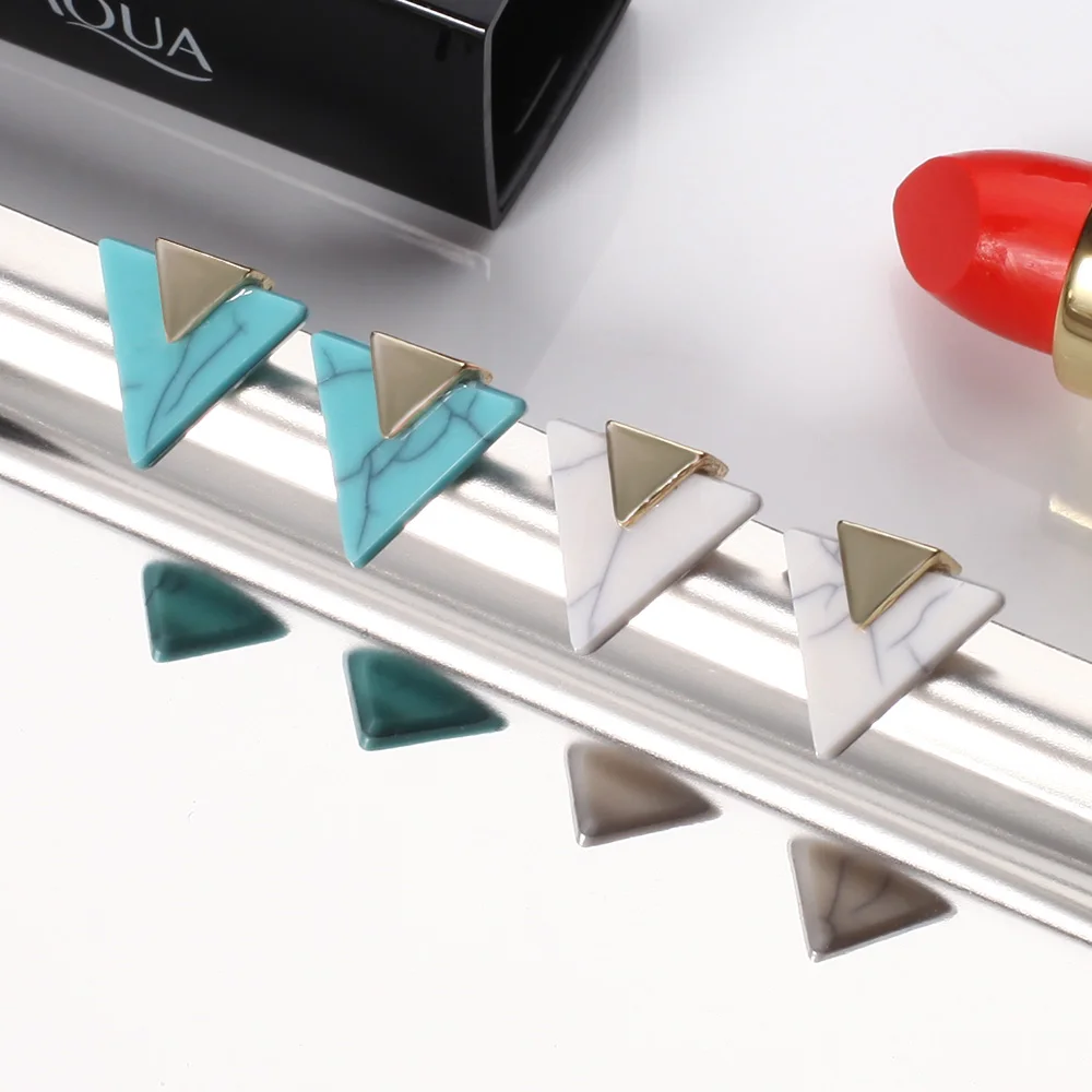 Новый дизайн белый синий камень треугольник фотоэлемент для женщин украшения