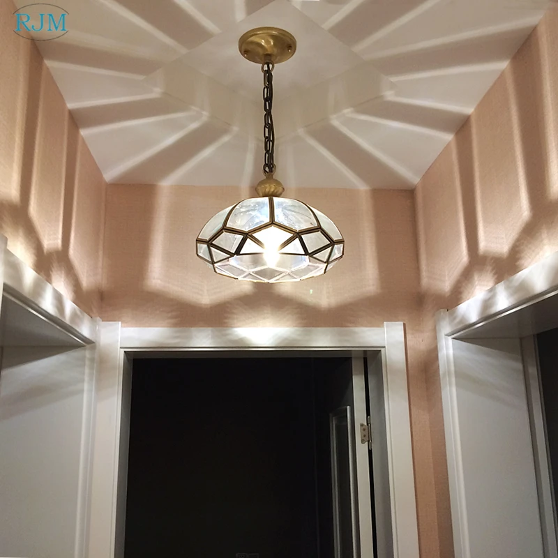 Американский креативный простой медный потолочный светильник стеклянная лампа