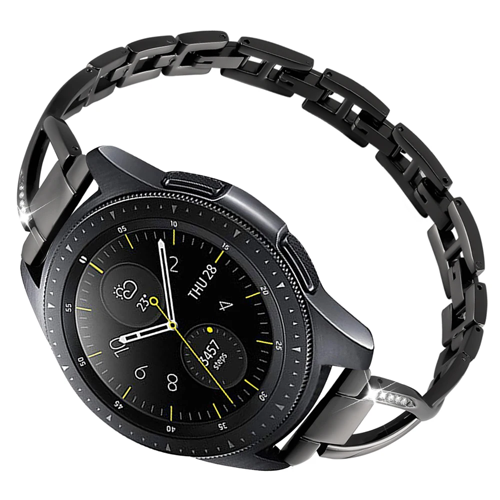 20mm Stainless Steel+ Diamond Watchband for Samsung Galaxy Watch 42mm Gear Sport Gear S2 Classic Jewel Band Quick Release Strap