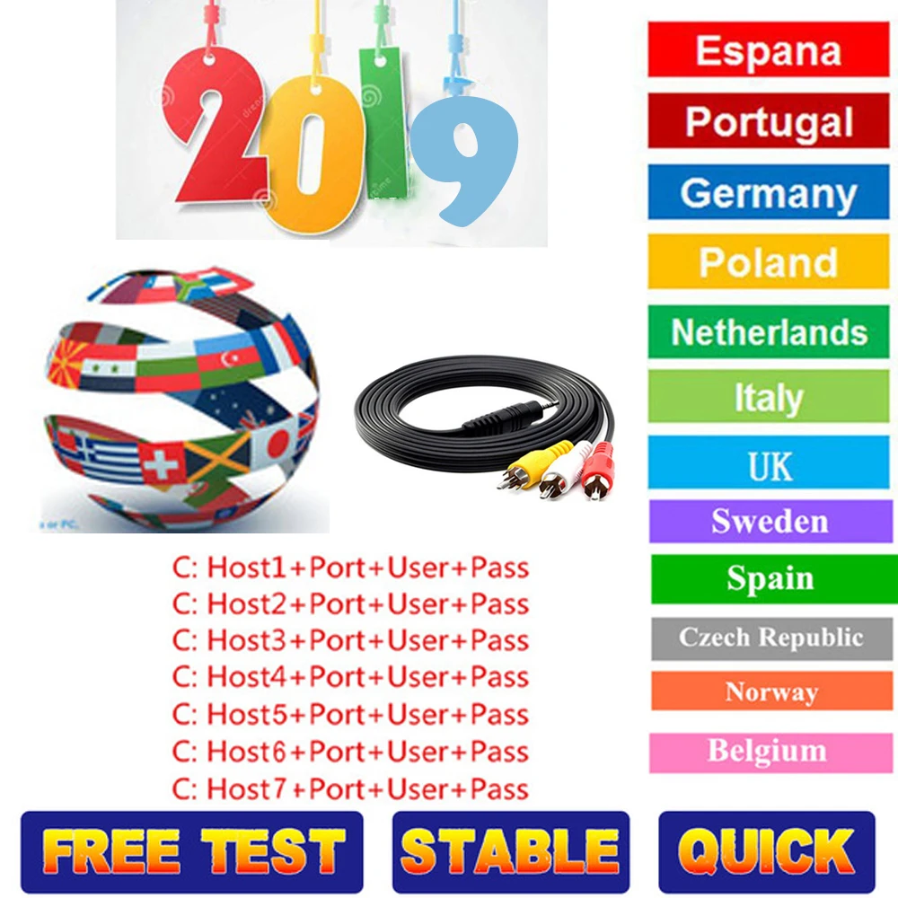 Европа HD кабель 1 год CCcam резьбы для спутникового ТВ ресивер 7 линии Wi Fi FULL DVB S2 ocsam