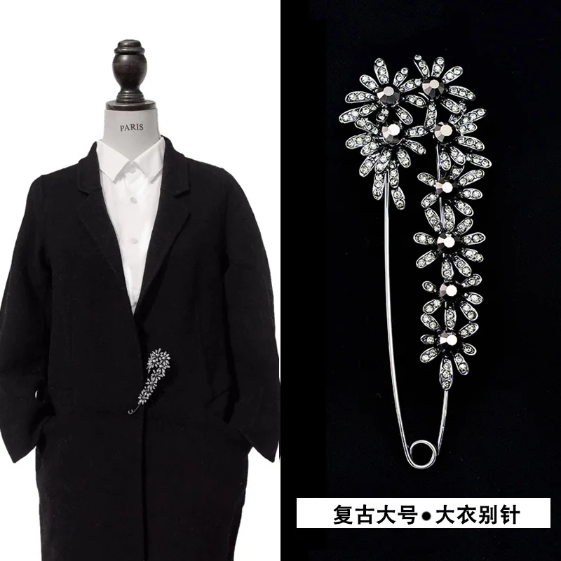 length 10cm big size daisy golden/silver Rhinestone pin for coat shawl Brooch Broche Producto Clothings Accessories gift | Дом и сад