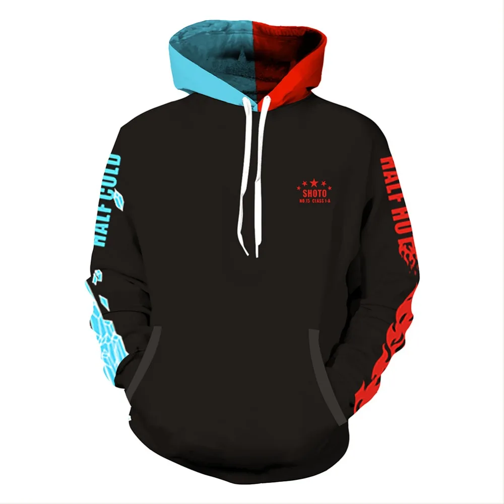 Boku no My Hero Academia Cosplay Hoodie Todoroki Shoto Hooded Sweatshirt Pullover Men Women Coat Streetwear Unisex Top | Тематическая