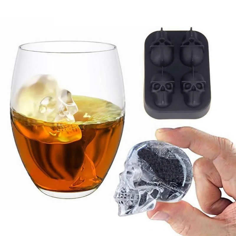 DIY Ice Cube Плесень площадь Форма силиконовая для льда Фруктового мороженого Кухня бар питьевой кости черепа подарок на Хэллоуин