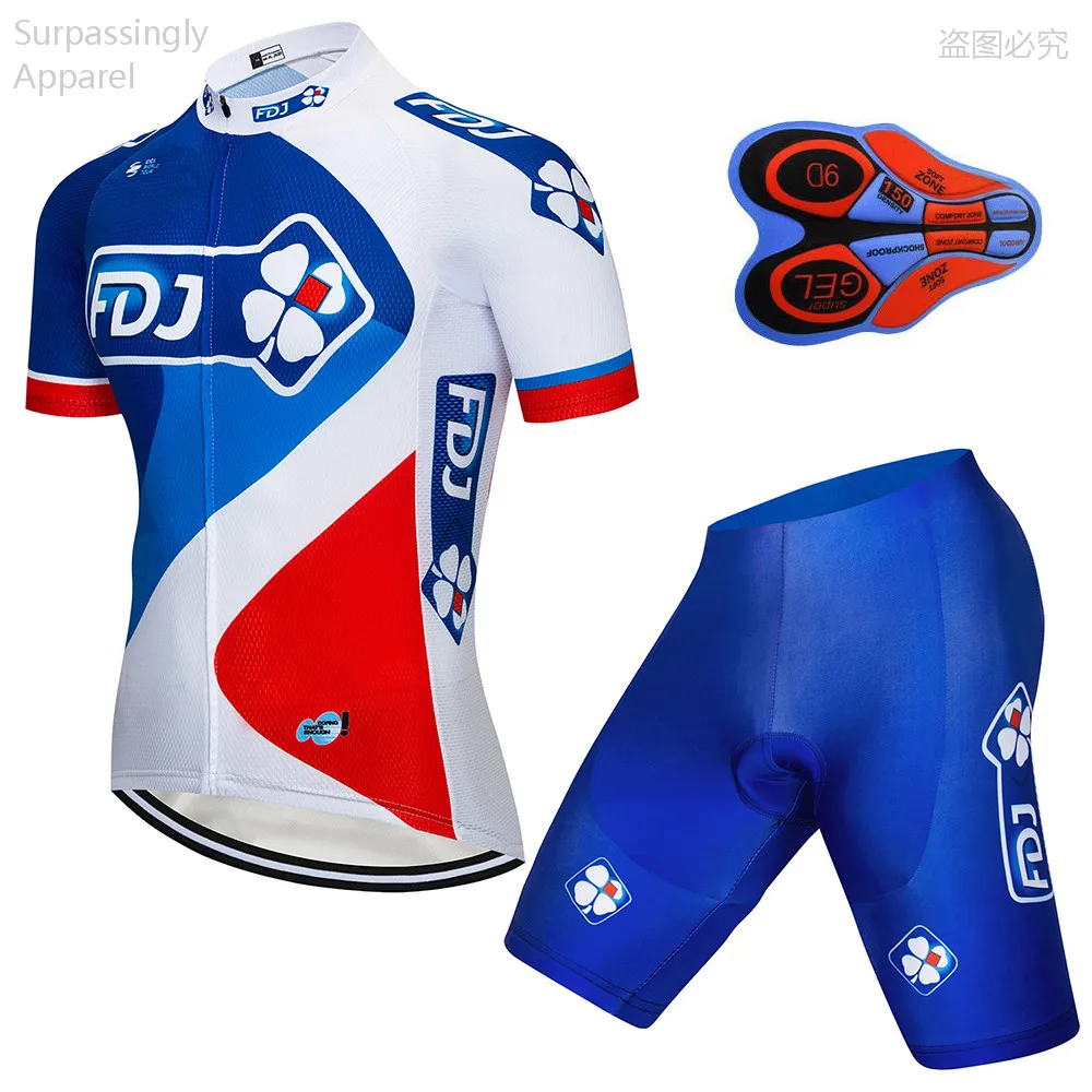 2018 UCI TEAM Blue FDJ Cycling Jersey Bike Short Suit Ropa Ciclismo Mens Summer Pro Bicycle Sportswear Maillot Culotte 9D Gel | Спорт и