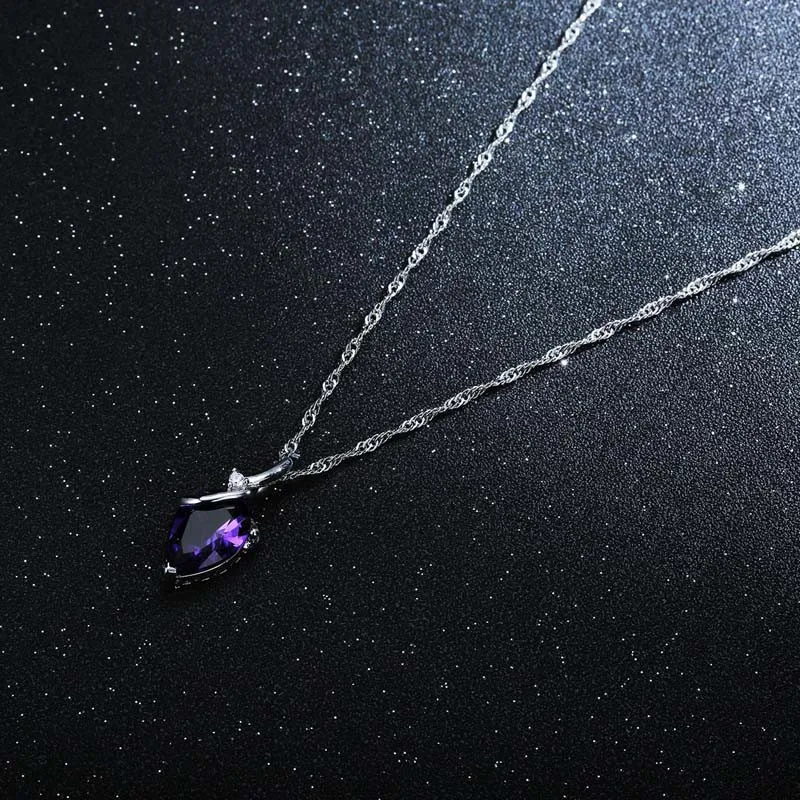 New Design AAA Austrian Cubic Pendant Necklace on Silver Color Purple Zircon Water Drop for Women Fashion Jewelry | Украшения и