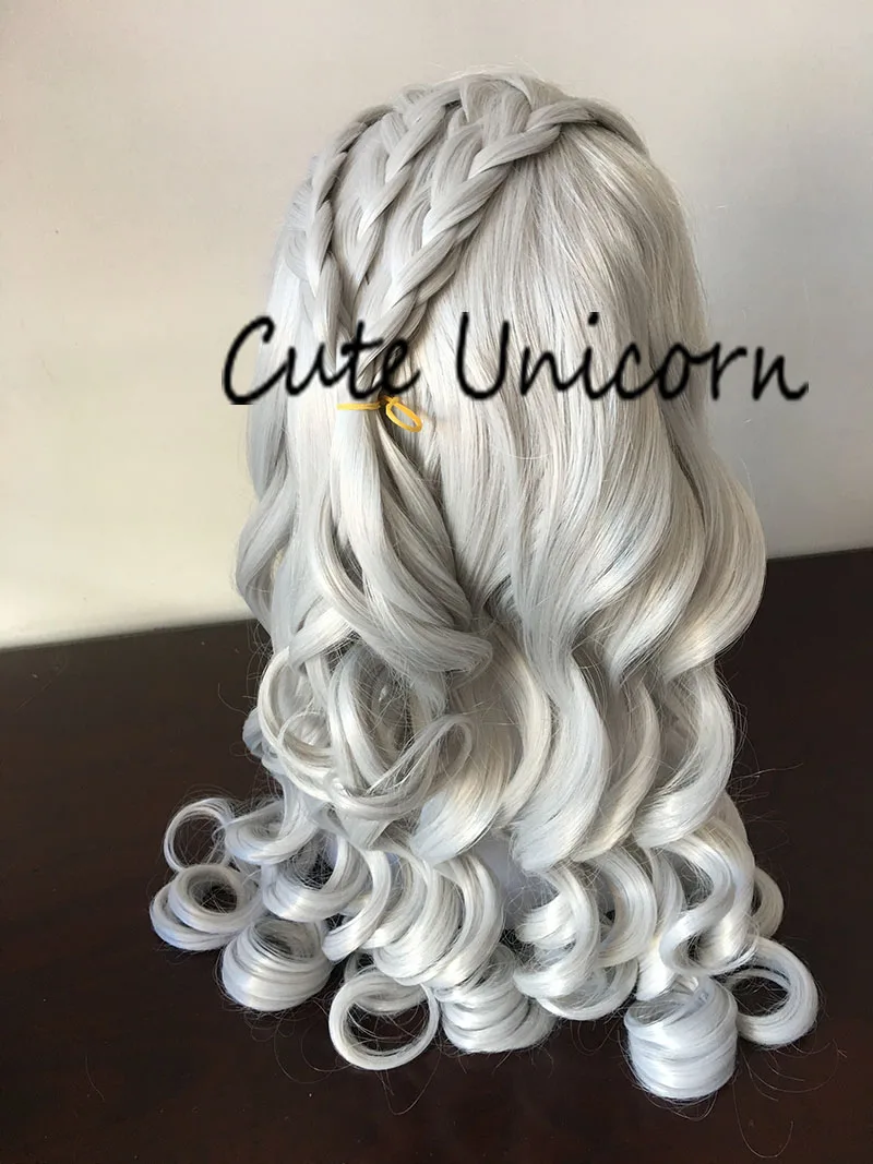 Парик из Игры престолов, серебристый/бежевый, Khaleesi daeneris Targaryen, косплей, 80 см, длинные кудрявые парики для женщин, ролевые игры, синтетические волосы