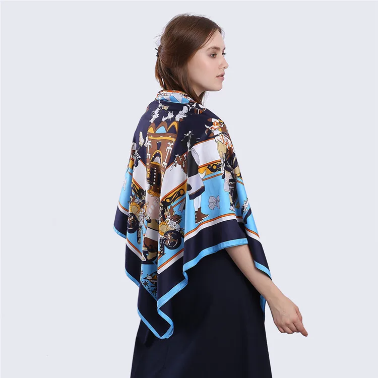 Женский шарф хиджаб из 100% шелка с принтом 130 см|scarf high quality|silk square scarfbrand silk scarf |