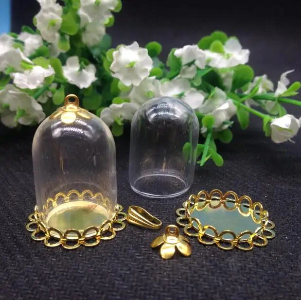 5 компл./лот 25*18 мм широкий рот трубчатый стеклянный глобус с золотым двойным