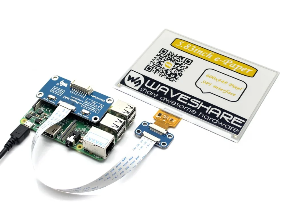 Waveshare 5 83 дюймовый E Ink дисплей шляпа совместима Raspberry Pi/Arduino желтый/черный/белый