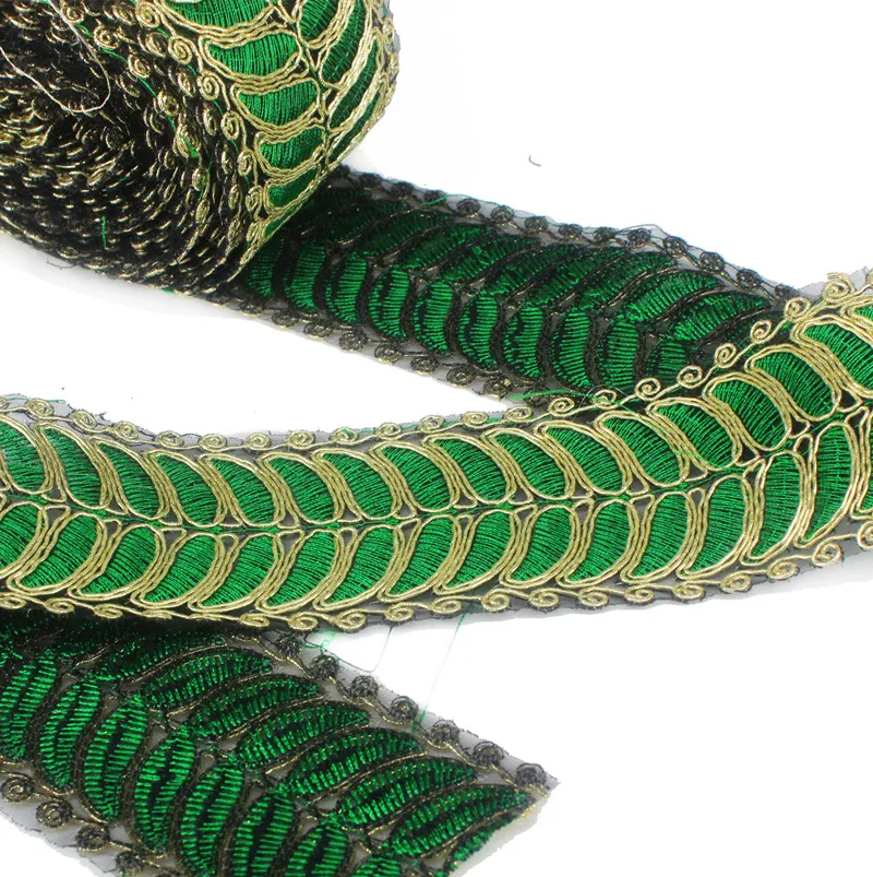 7 ярдов золотистый Зеленый Африканский шнур аппликация кружевная ткань отделка