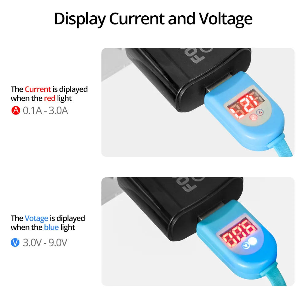 FONKEN Micro usb кабель светодиодный Напряжение Ток ток цифровой индикатор mini USB провода